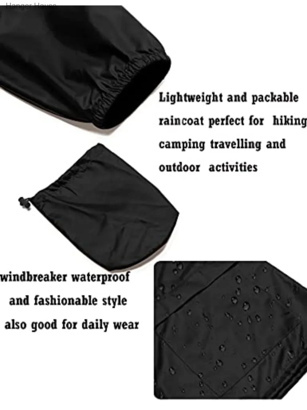 Plus Size Waterproof Raincoat Hooded Packable Windbreaker Outdoor Lightweight